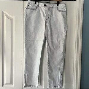 Chico's Platinum White Zipper Ankle Pants Contrast Stitching Size 2